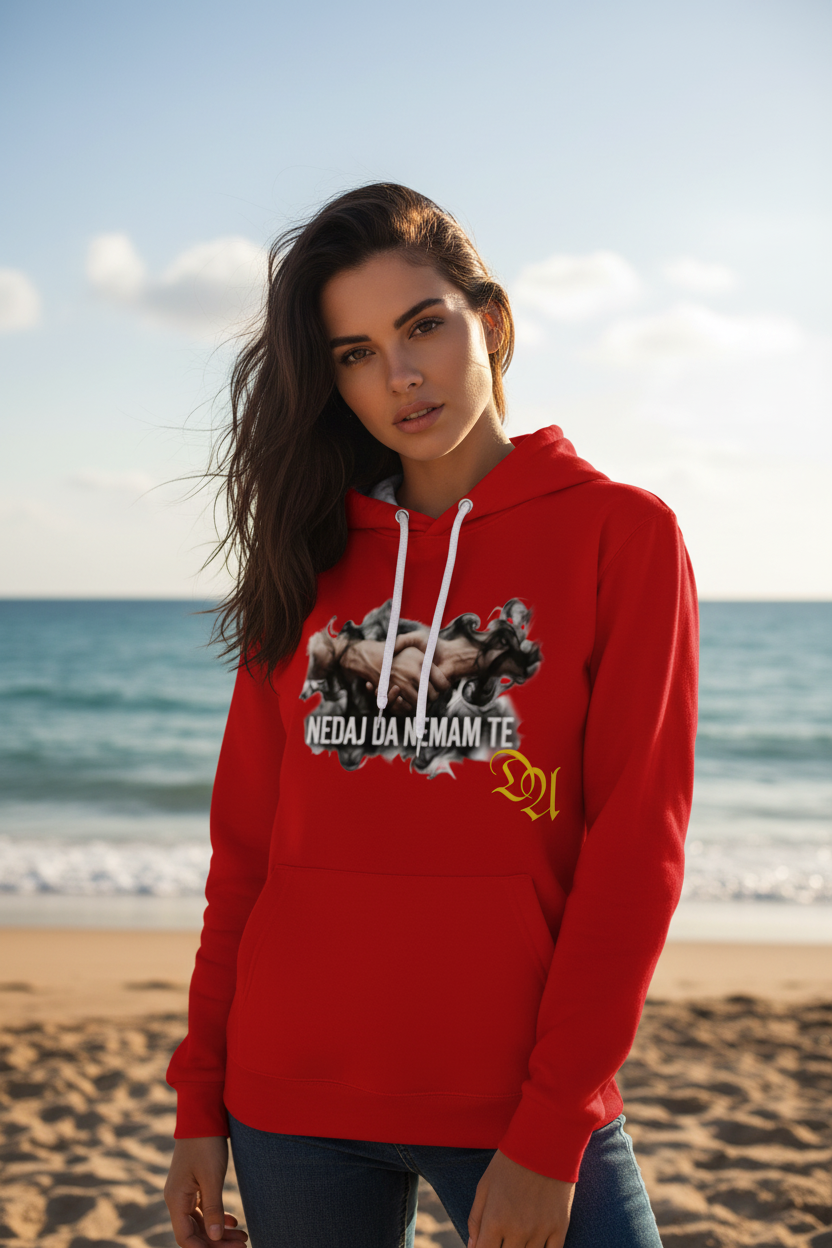 Contrast Colour Hoodie - red/white