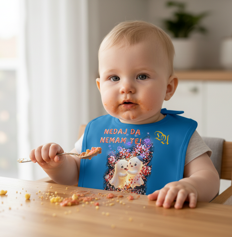 Baby Organic Bib - peacock-blue