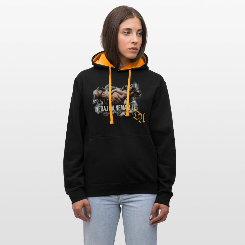 Contrast Colour Hoodie - black/gold