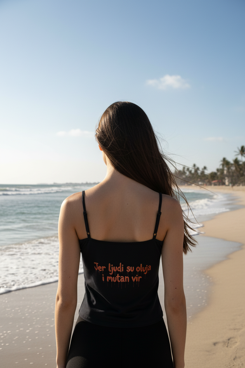 Women's Premium Organic Spaghetti Strap Top - navy