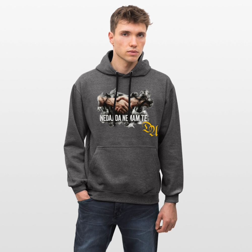 Contrast Colour Hoodie - charcoal/black