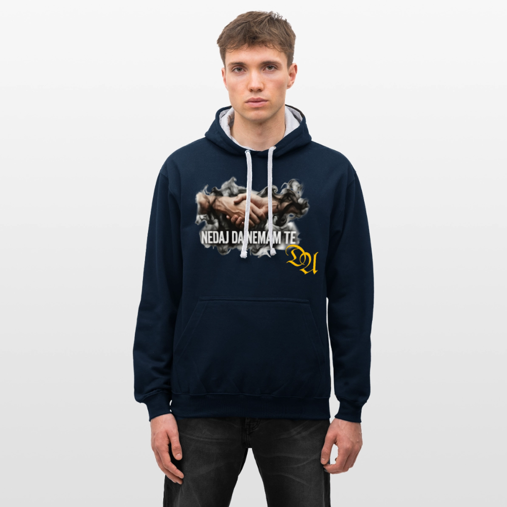 Contrast Colour Hoodie - navy/heather grey