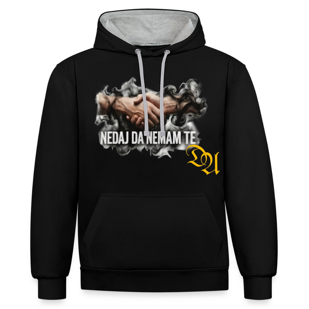 Contrast Colour Hoodie - black/heather grey