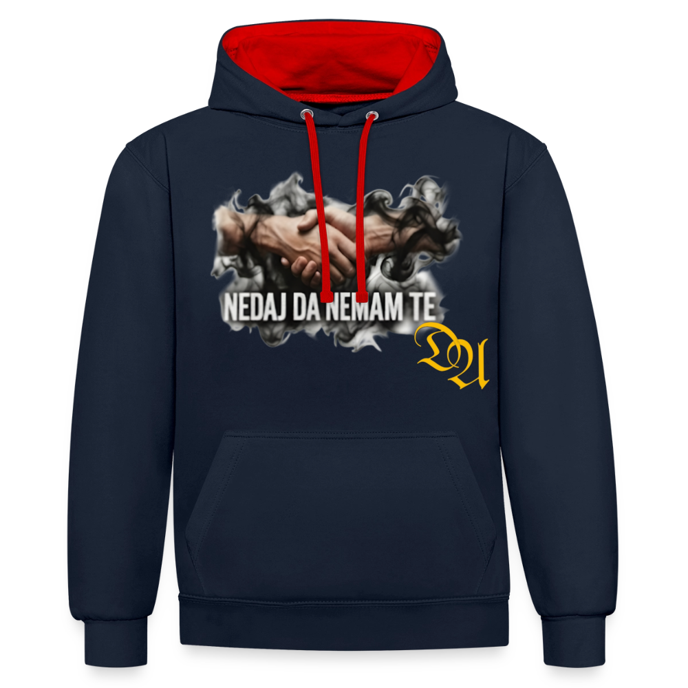 Contrast Colour Hoodie - navy/red
