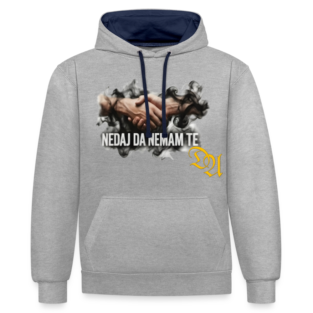 Contrast Colour Hoodie - heather grey/navy