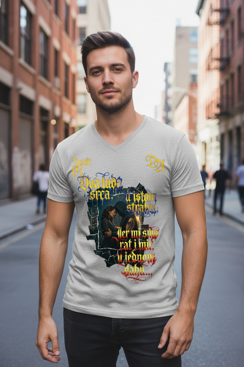 Men's V-Neck T-Shirt - heather grey