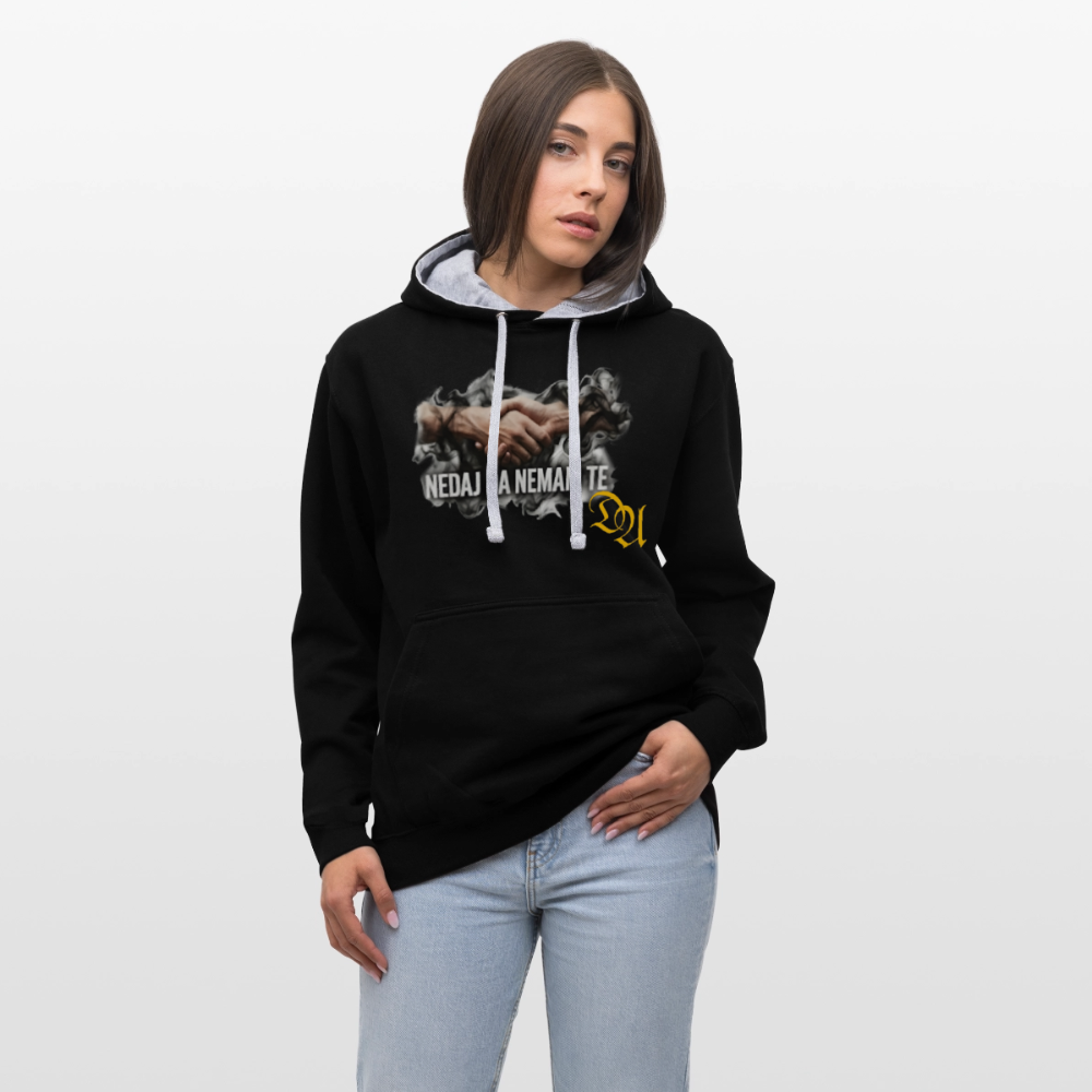 Contrast Colour Hoodie - black/heather grey
