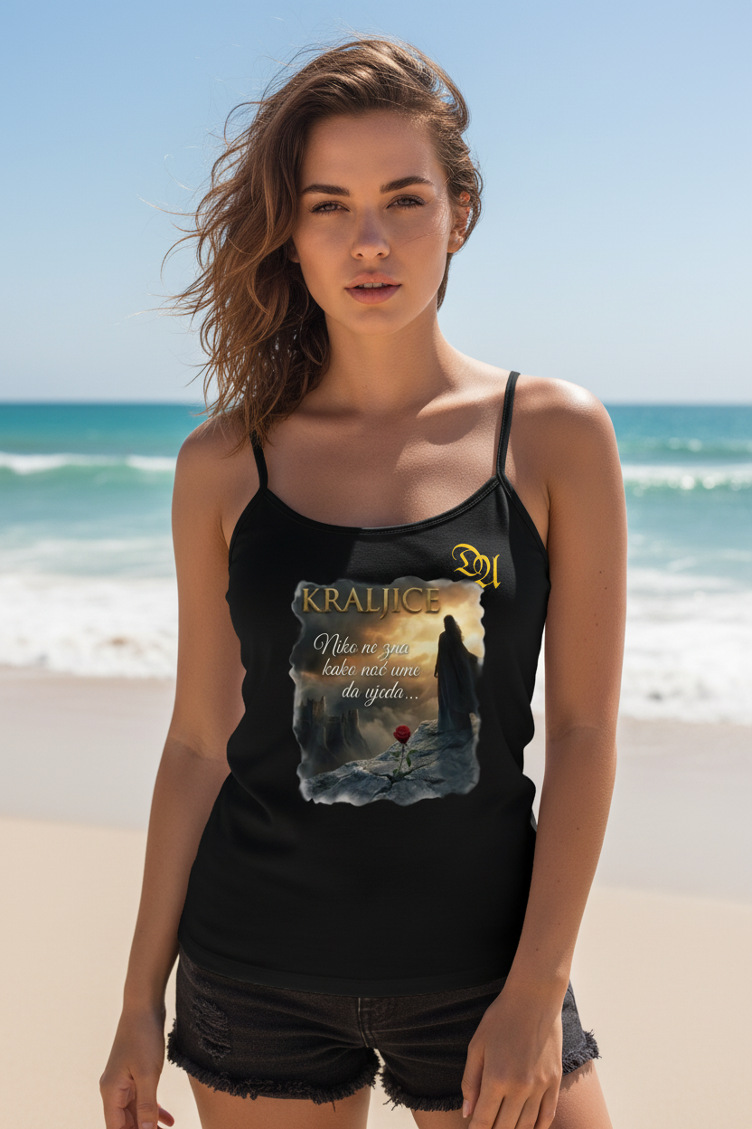 Women's Premium Organic Spaghetti Strap Top - navy