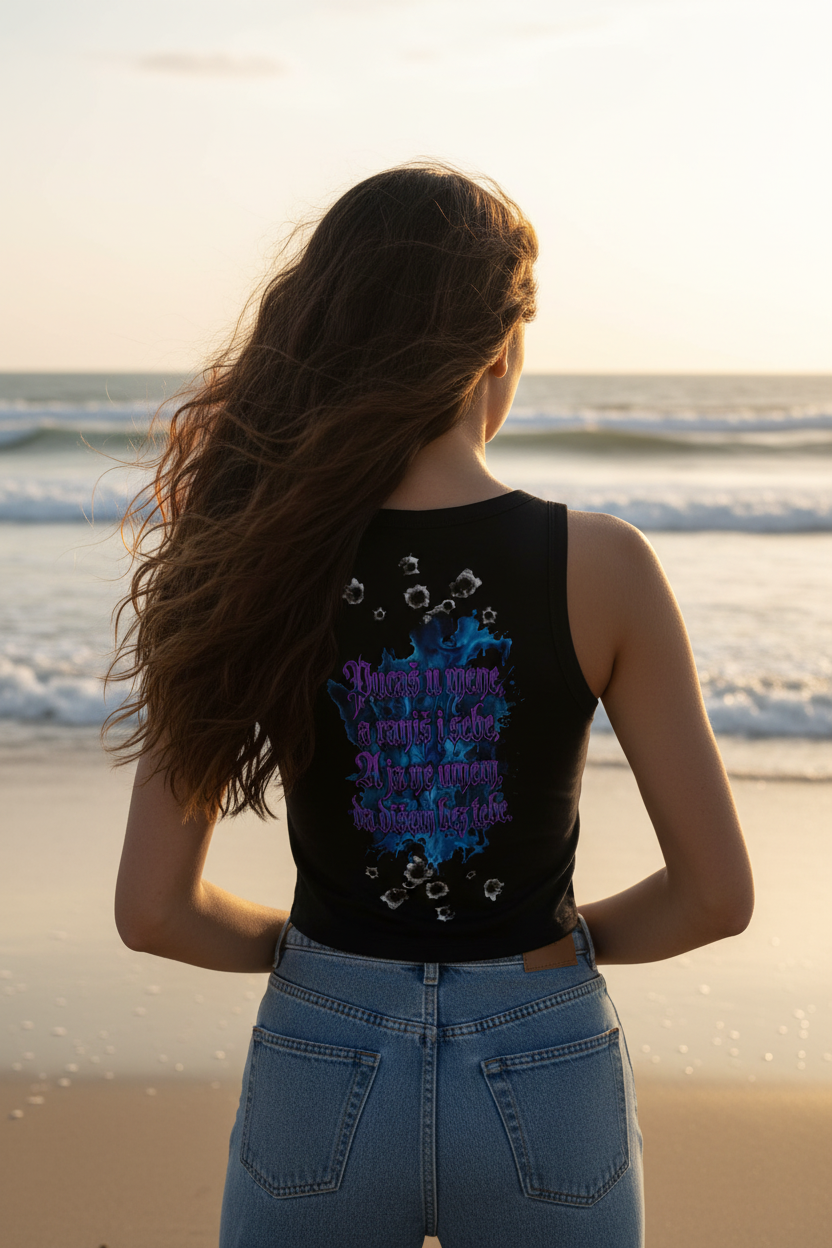 Women’s Cropped Organic Tank Top - black