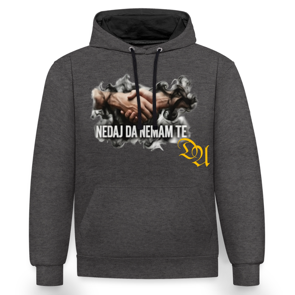 Contrast Colour Hoodie - charcoal/black