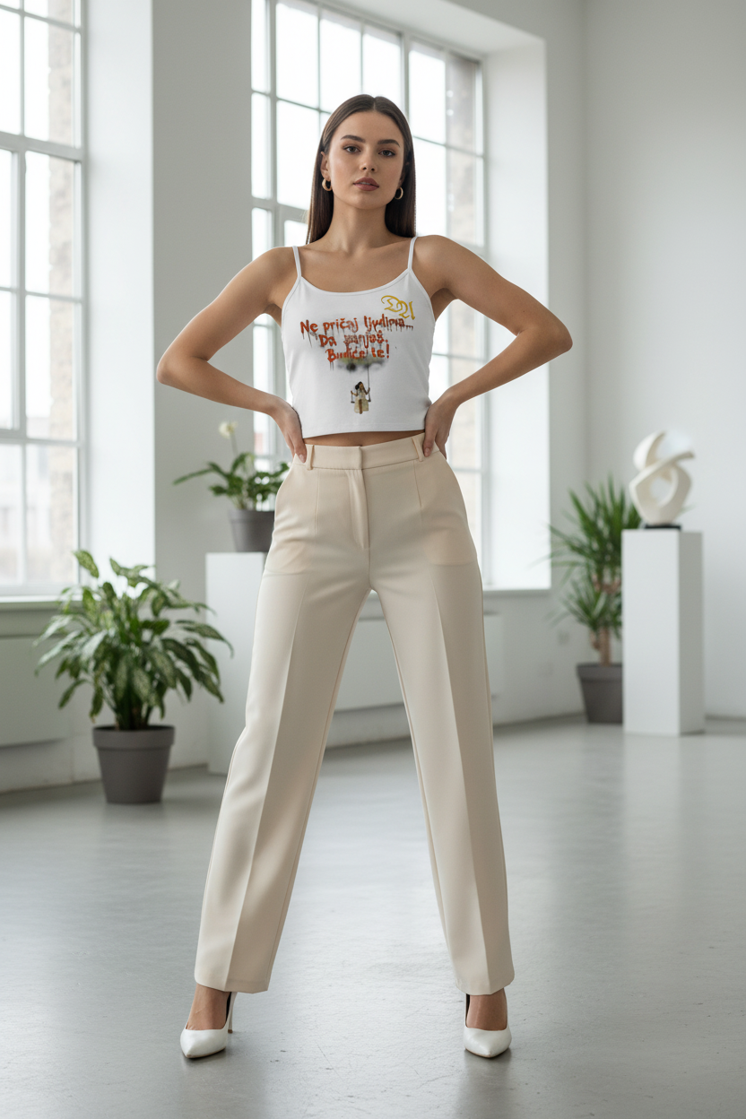 Women's Premium Organic Spaghetti Strap Top - white