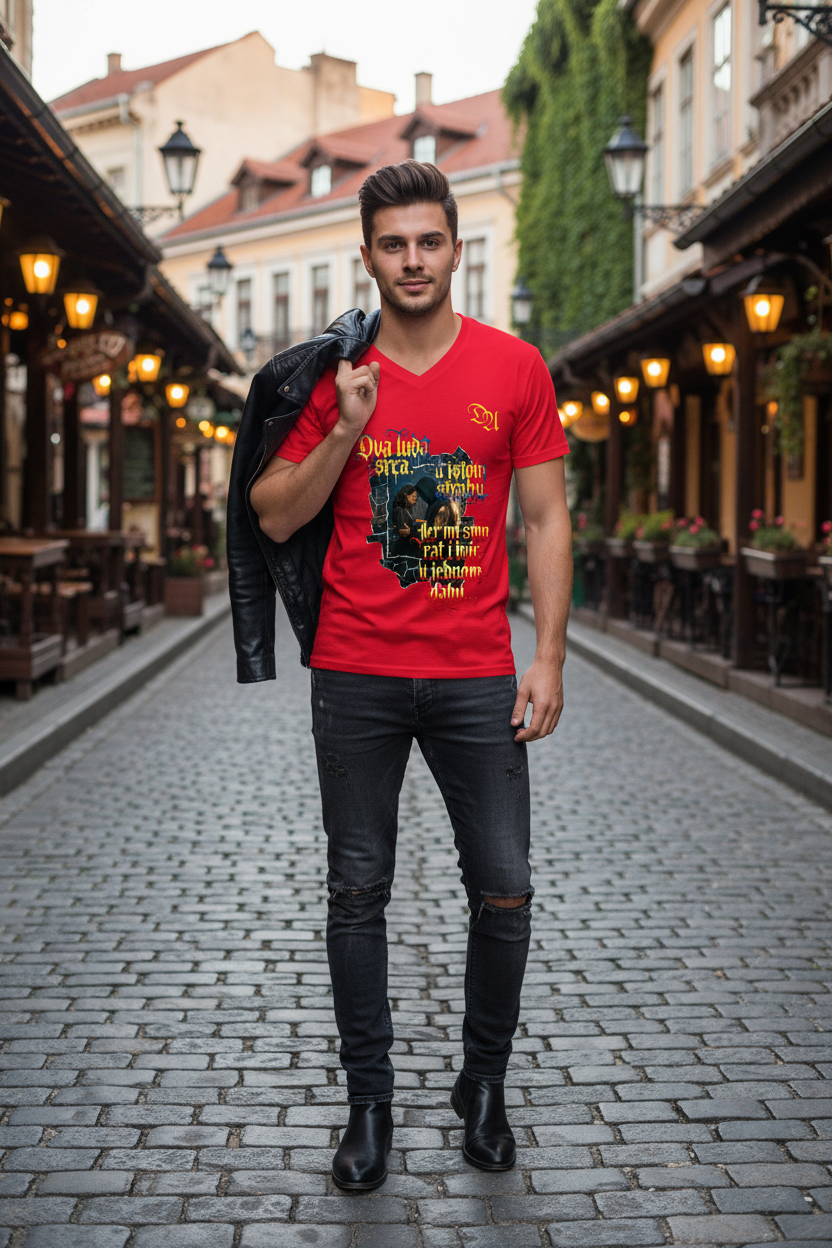 Men's V-Neck T-Shirt - red