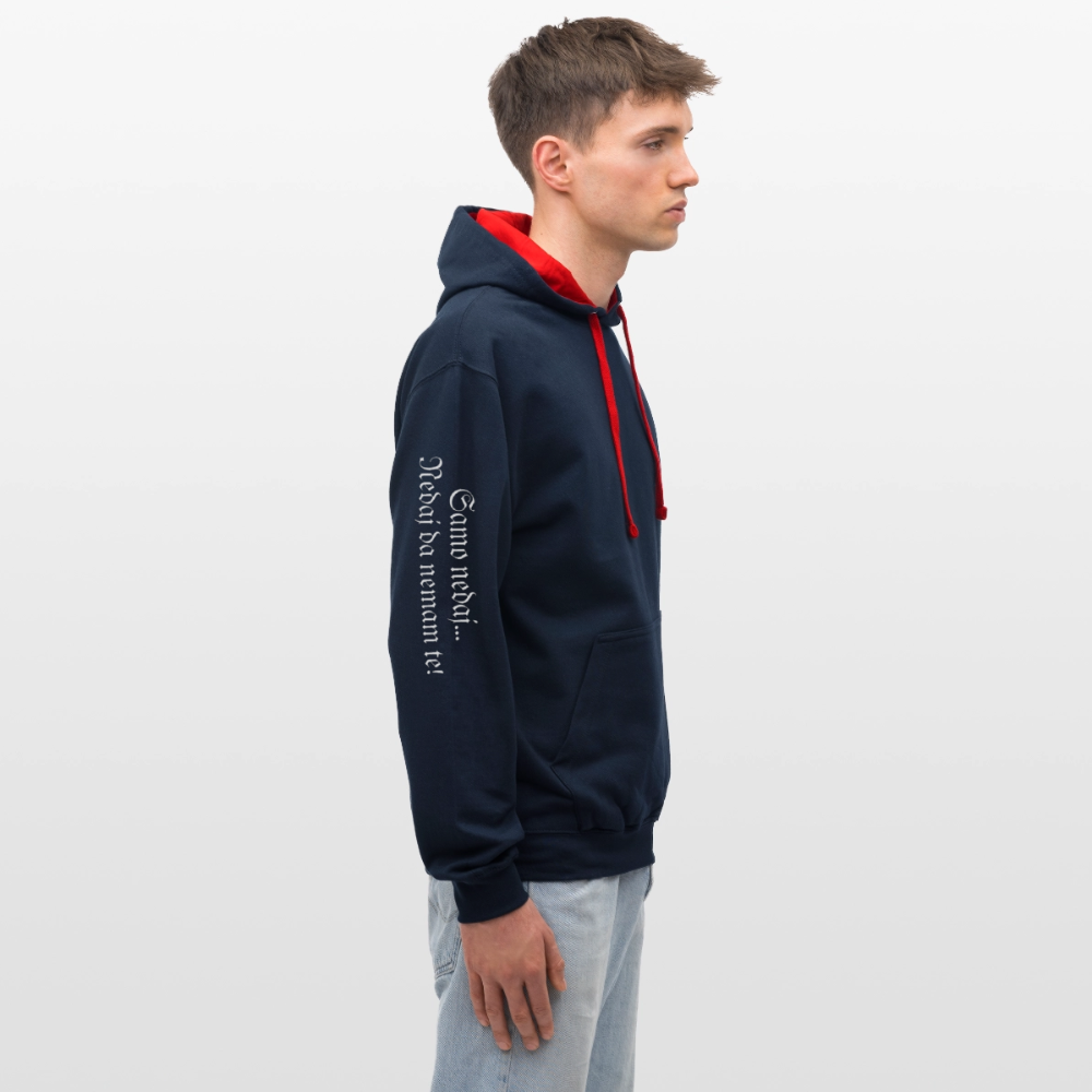 Contrast Colour Hoodie - navy/red