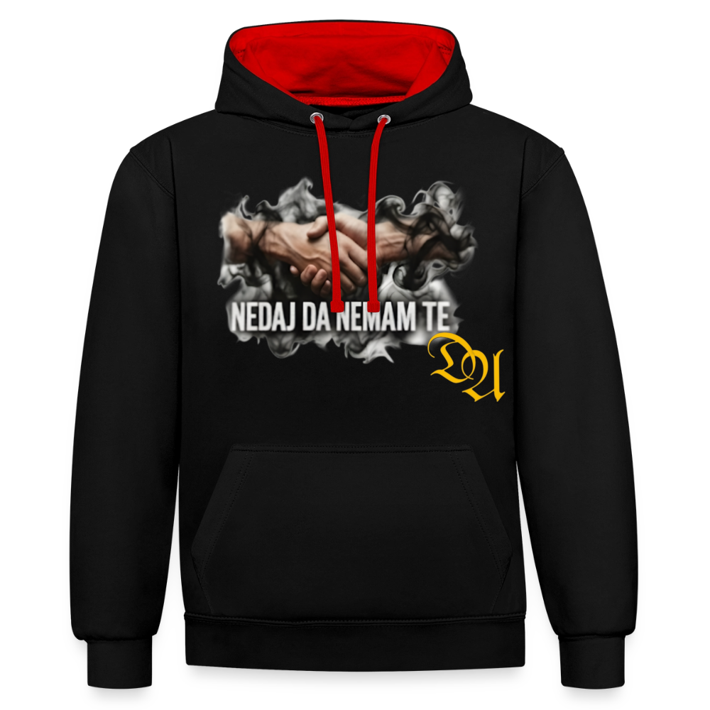 Contrast Colour Hoodie - black/red