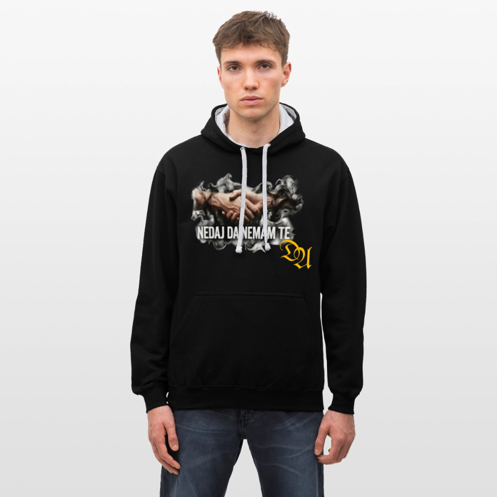 Contrast Colour Hoodie - black/heather grey