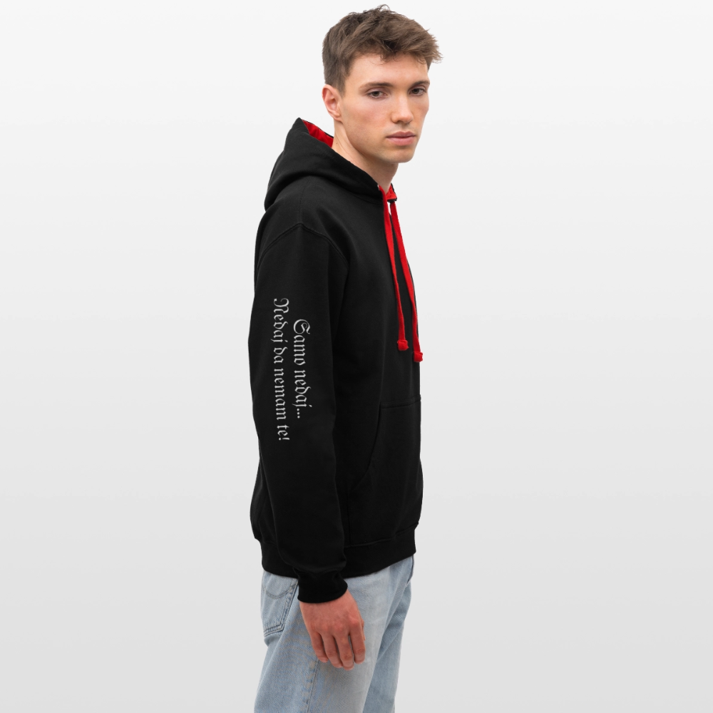 Contrast Colour Hoodie - black/red