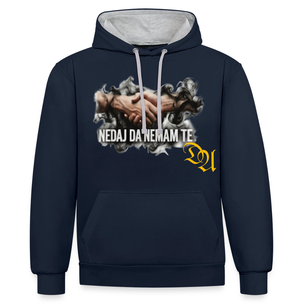 Contrast Colour Hoodie - navy/heather grey