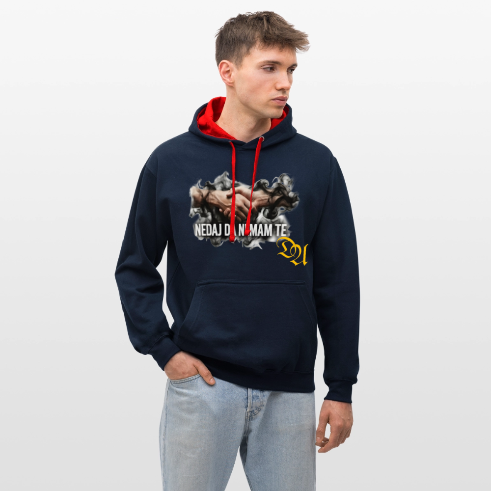 Contrast Colour Hoodie - navy/red