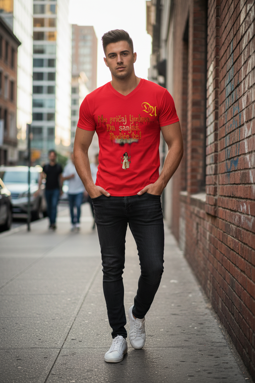 Men's V-Neck T-Shirt - red