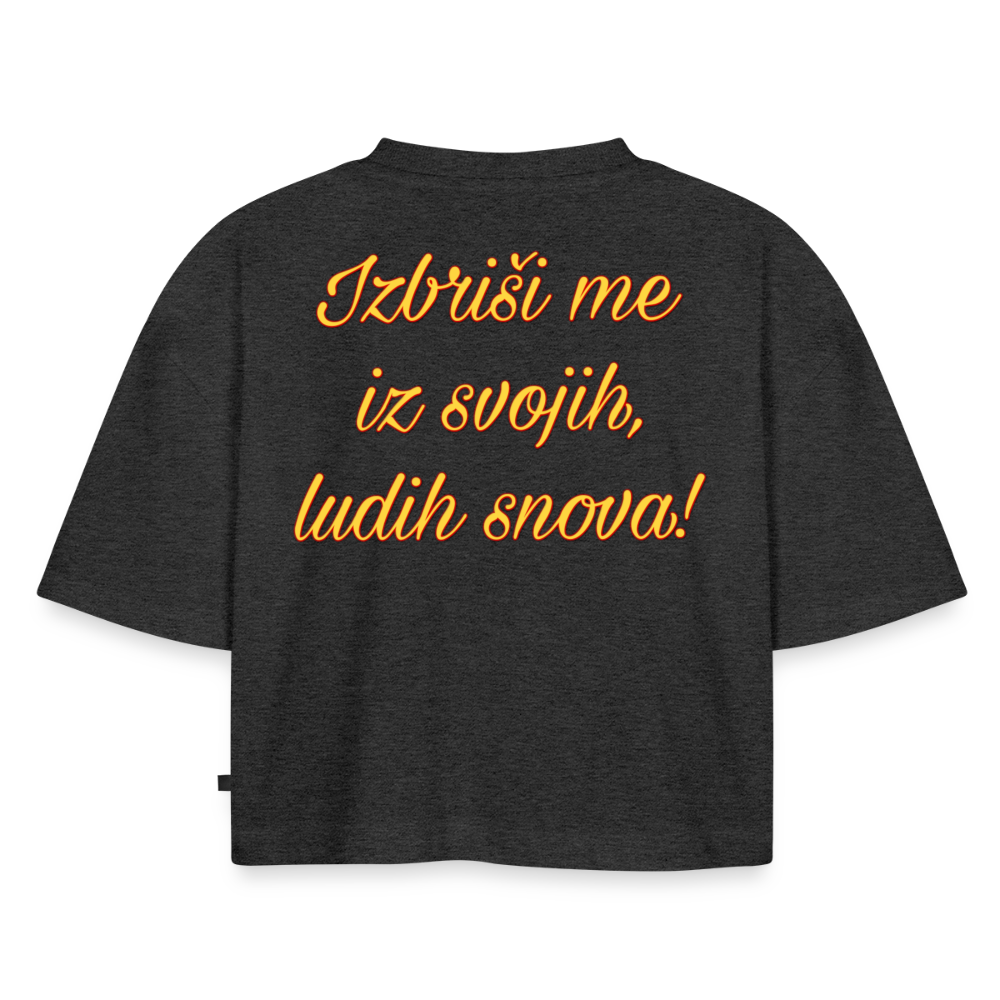 Women’s Premium Oversized Organic Cropped T-Shirt - heather anthracite