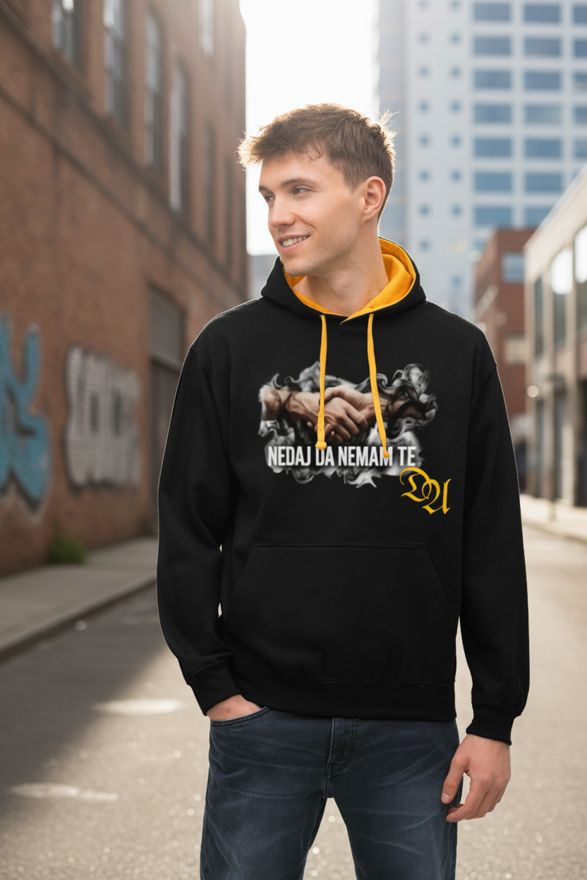 Contrast Colour Hoodie - black/gold