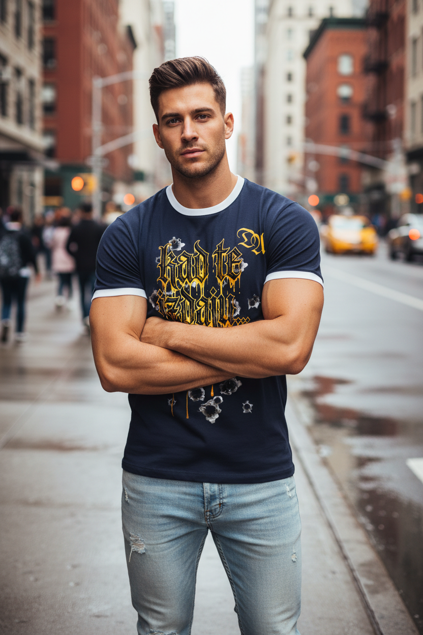 Men's Ringer Shirt - navy/white 